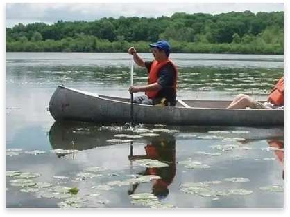2 people in a canoe